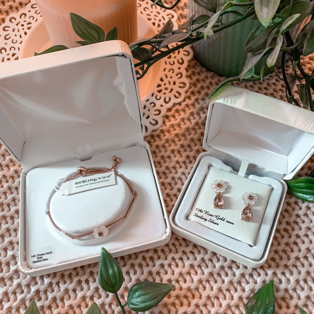 14K Rose Gold Earrings and Bracelet